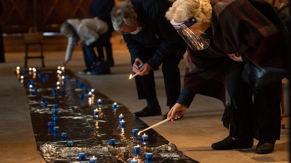 Candles are lit at Lichfield Cathedral
