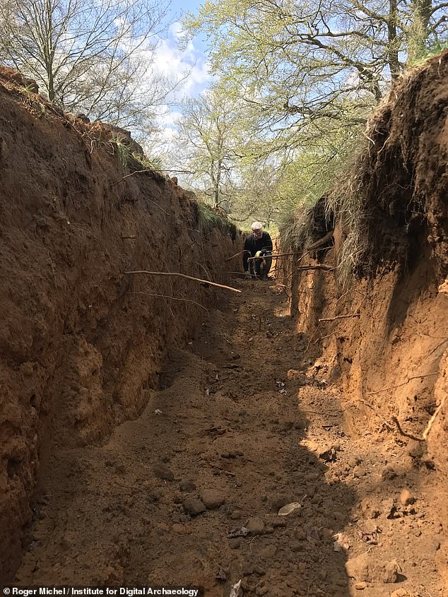 Neanderthals were a close human ancestor that mysteriously died out around 40,000 years ago. Pictured: The trench dug at Althorp