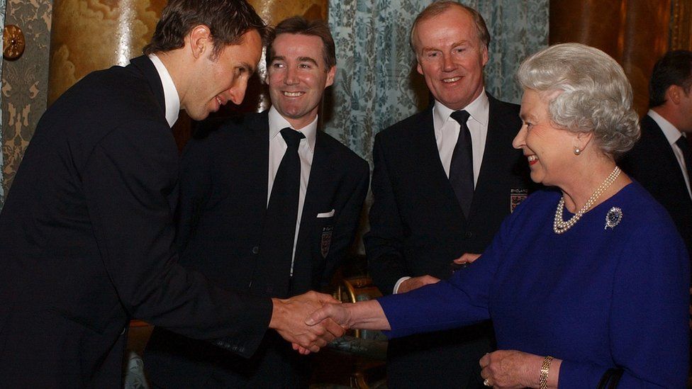 The Queen meets Gareth Southgate in 2002