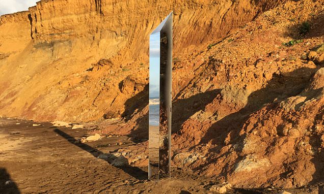 Reflective 8ft monolith appears on the Isle of Wight beach