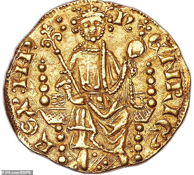 The front of an extremely rare example of England's 'first ever gold coin' which dates back to the 13th century and the reign of Henry III. It is expected to sell for over £700,000 at auction