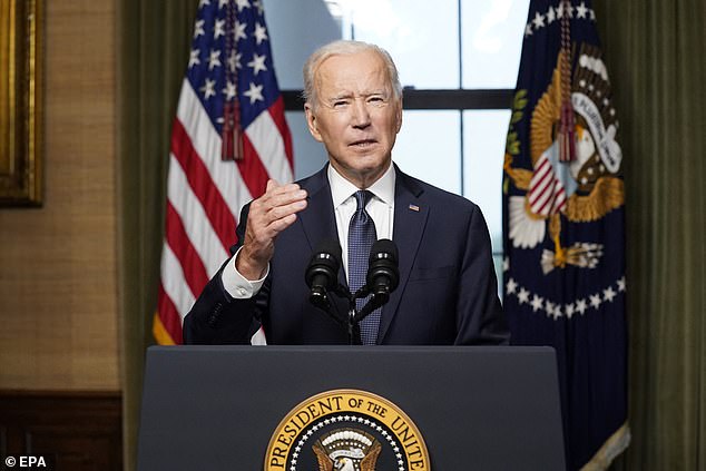 US President Joe Biden speaks from the Treaty Room in the White House