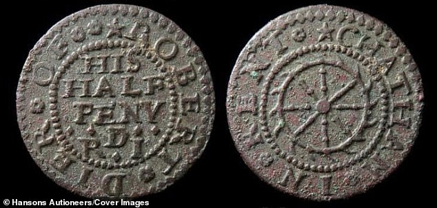 This coin was issued by tradesman Robert Dier, who appears to have been based in Chatham, Kent