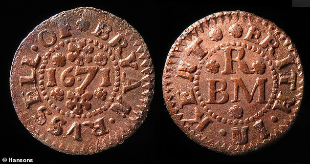 Mr Green said one of his most prized tokens is one from Erith, south-east London, which is only a mile from where he used to live. The coin is dated 1671 Mr Green said one of his most prized tokens is one from Erith, south-east London, which is only a mile from where he used to live. The coin is dated 1671