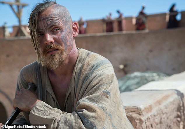 Speaking on History Hit's Gone Medieval podcast, the expert said there was a 'very brief historical reference that Halfdan was on the Tyne and raided among the Picts and Strathclyde Britons and that's all we've known'. Pictured: Jasper Paakkonen as Halfdan the Black in TV show Vikings