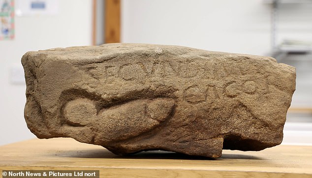 The stone features a phallus measuring 15.7 x 6 inches, along with the words SECVNDINVS CACOR The stone features a phallus measuring 15.7 x 6 inches, along with the words SECVNDINVS CACOR
