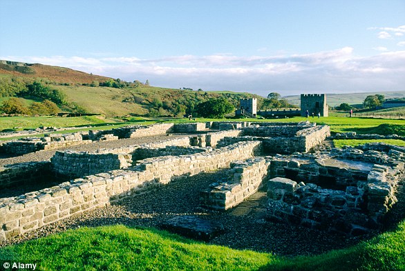 The Vindolanda Roman fort on Hadrians Wall, Northumberland. Soldiers stationed there guarded the Roman road from the River Tyne to Solway Firth