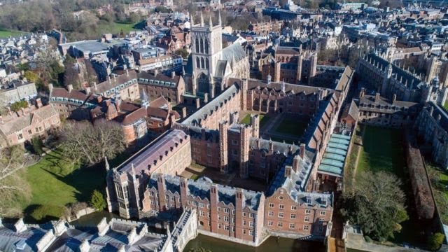 St John's College chapel from the air St John's College chapel from the air