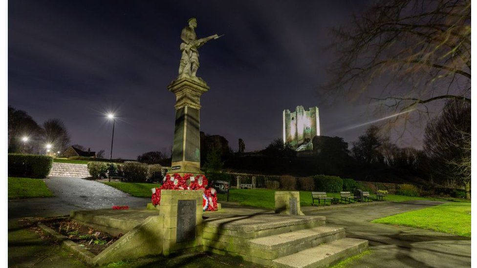 Conisbrough castle and War Memorial Conisbrough castle and War Memorial