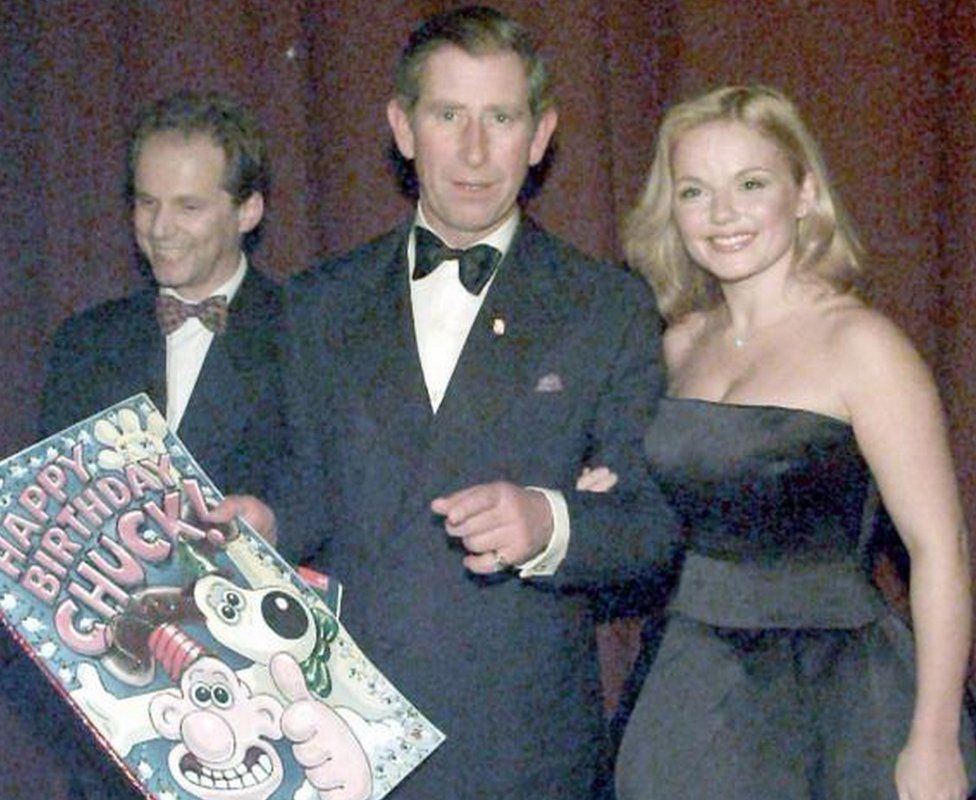 King Charles with former Spice Girl Geri Halliwell after the Princes Trust Comedy Gala at the Lyceum Theatre in 1998 to mark his 50th birthday