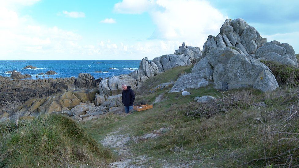 Phil de Jersey at the site where the bones were found