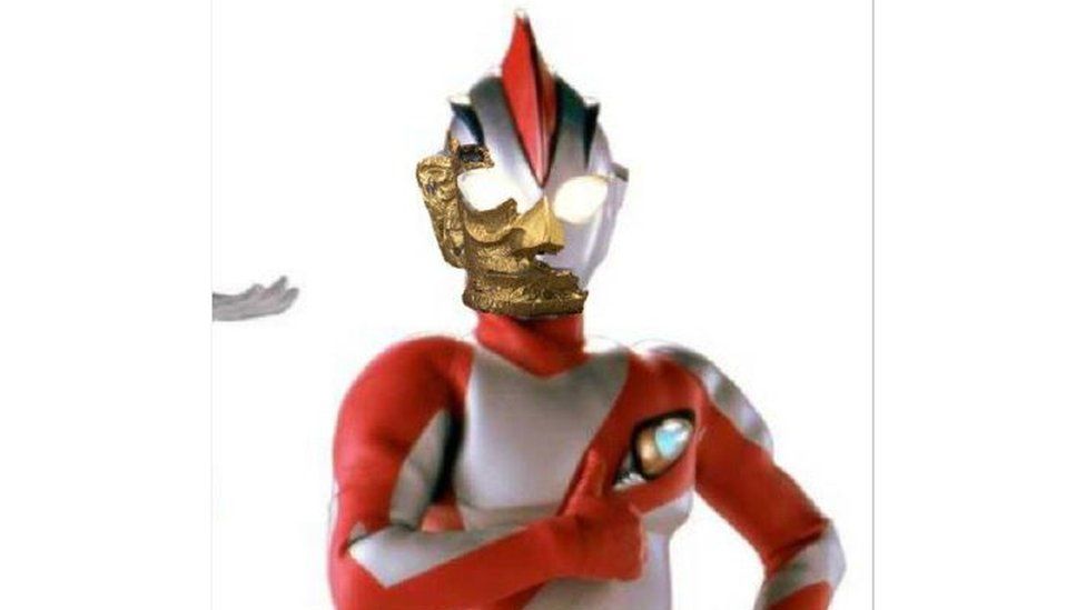 Gold mask on Ultraman