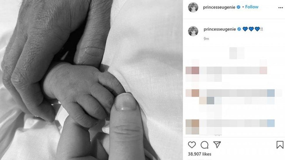 Picture of baby's hand posted on Instagram