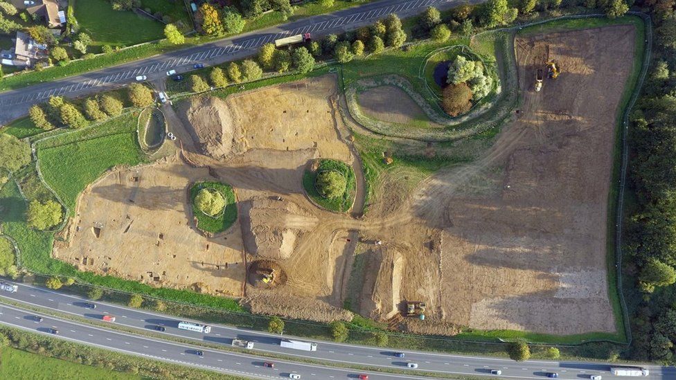 Aerial shot of Roman site Aerial shot of Roman site