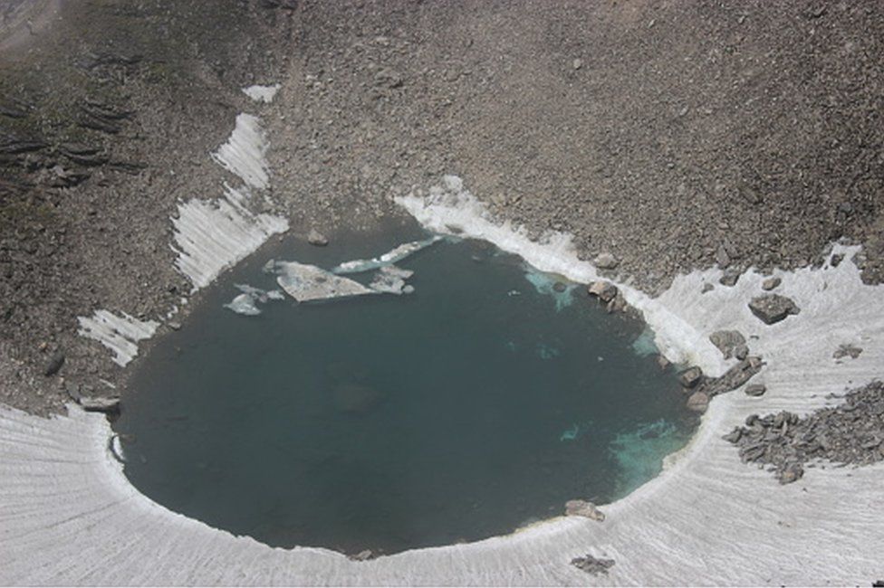 View of Ropkund lake also known as skelton lake or mysterious lake in uttarakhand View of Ropkund lake also known as skelton lake or mysterious lake in uttarakhand