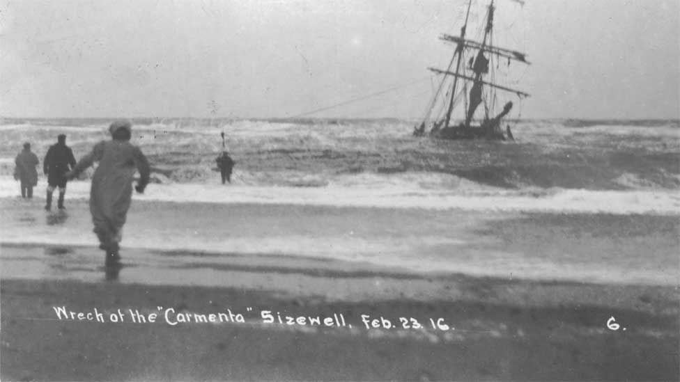 Wreck of the Carmenta, Sizewell, 1916