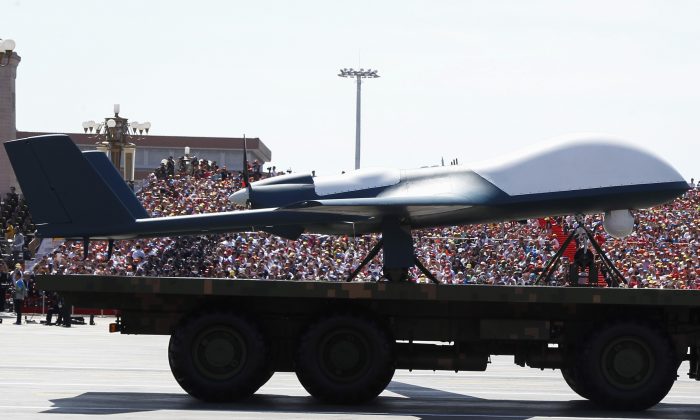 A Chinese military drone is presented during a military parade on Tiananmen Square in Beijing on Sept. 3, 2015. (Rolex Dela Pena/AFP/Getty Images)